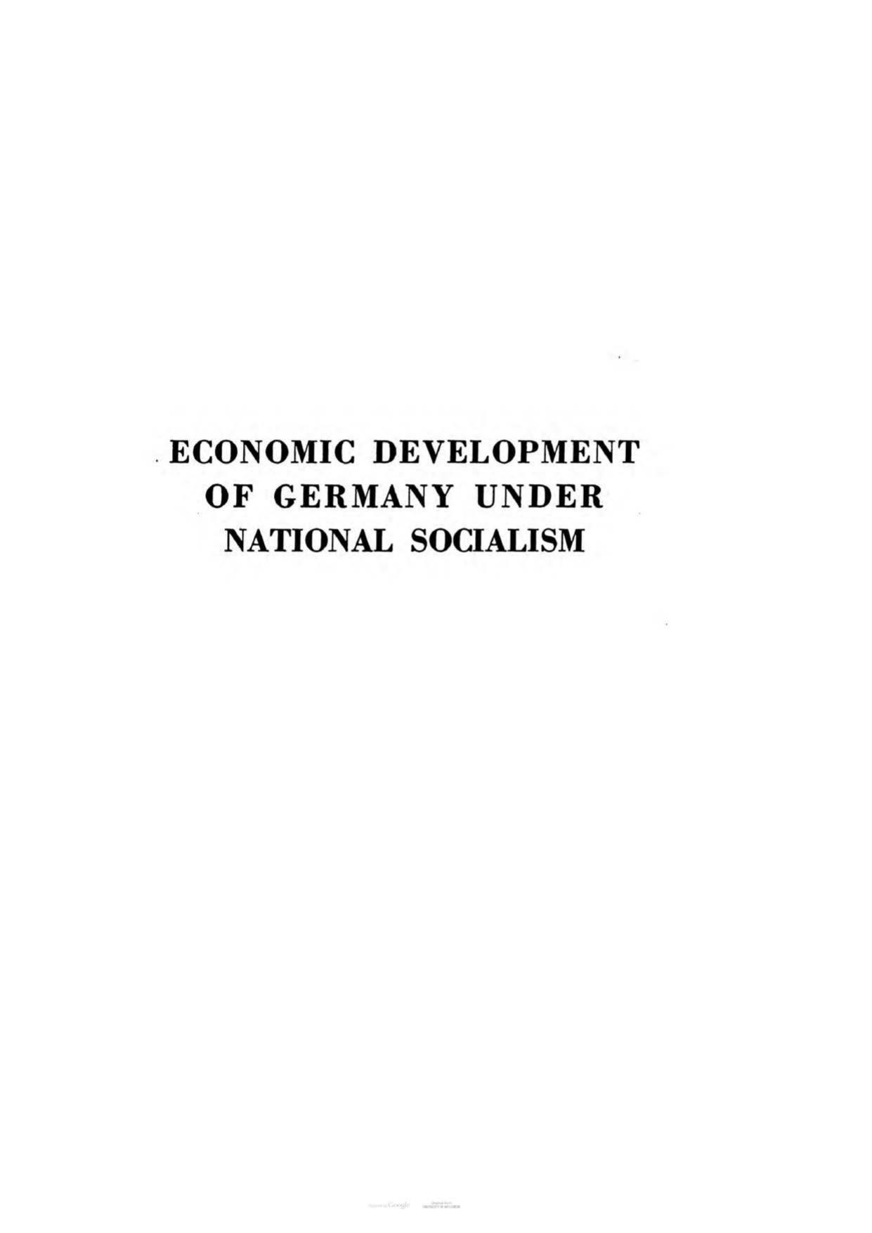 Economic Development of Germany Under National Socialism (1937) by Unknown