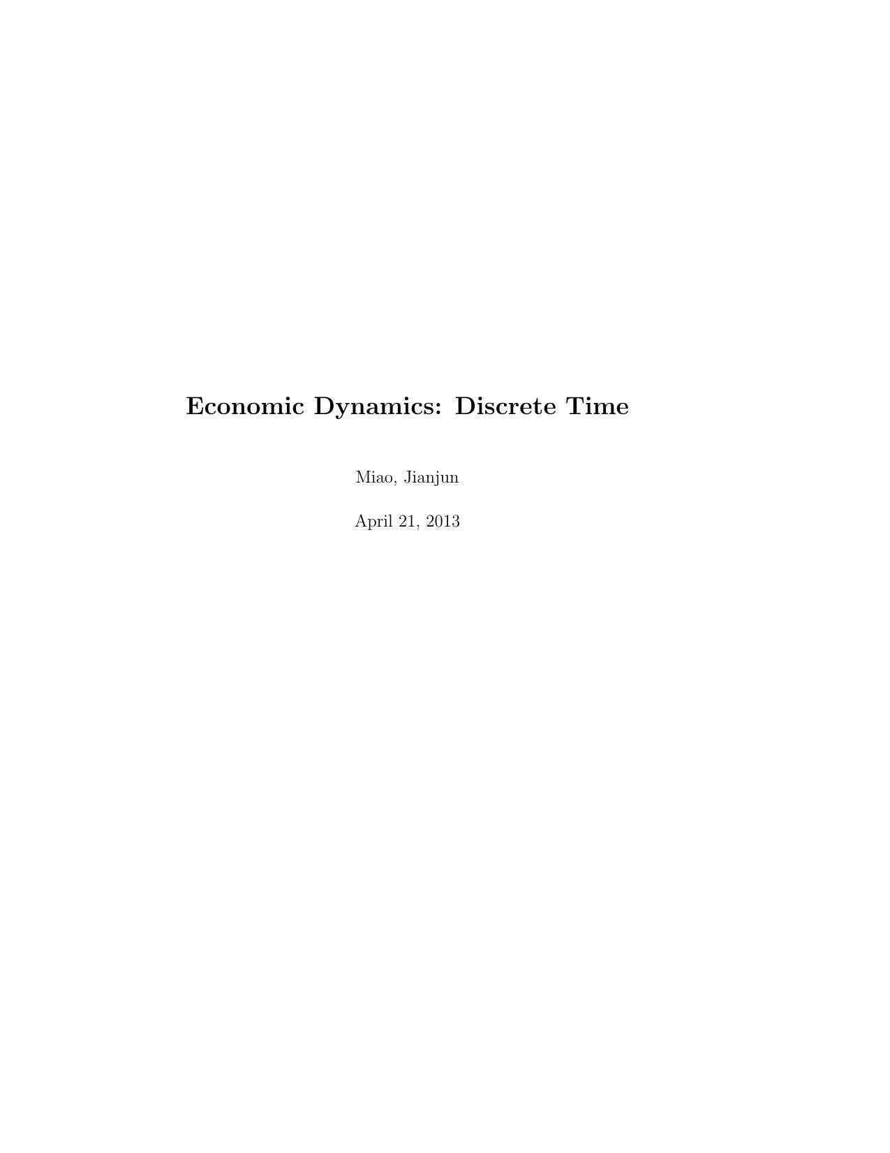 Economic Dynamics in Discrete Time by Jianjun Miao