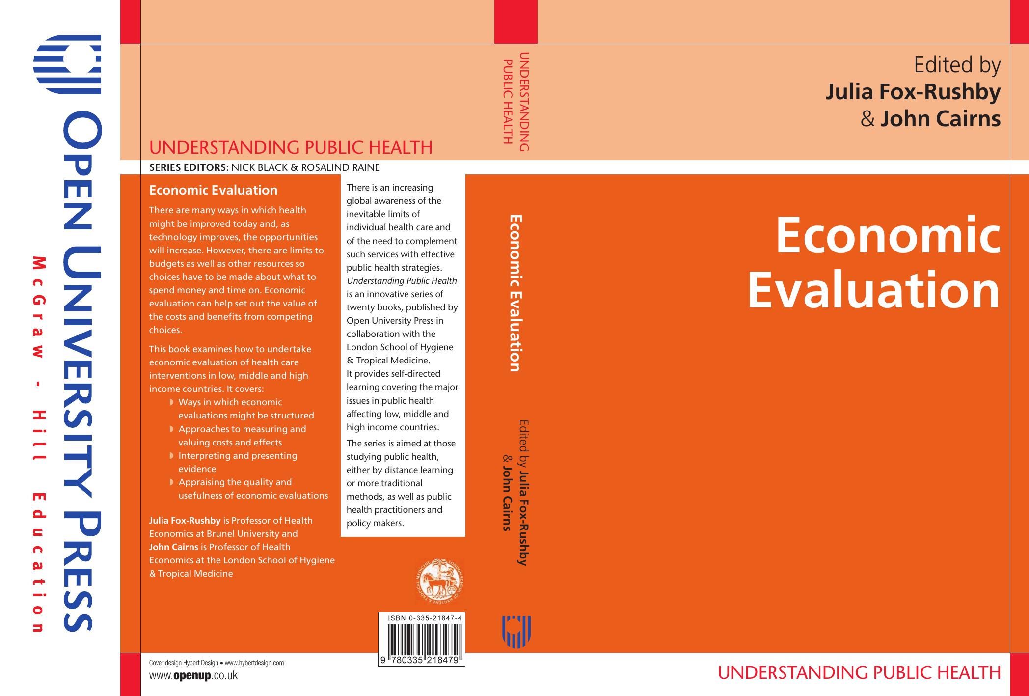 Economic Evaluation (Understanding Public Health) by Julia Fox-Rushby John Cairns