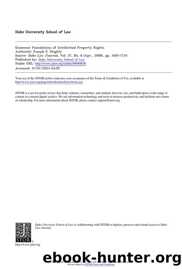 Economic Foundations of Intellectual Property Rights by Economic Foundations of Intellectual Property Rights