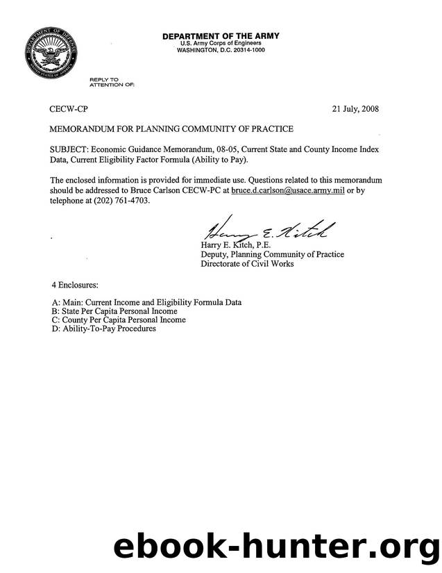 Economic Guidance Memorandum, 08-05, Current State and County Income Index Data, Current Eligibility Factor Formula (Ability to Pay) by Unknown
