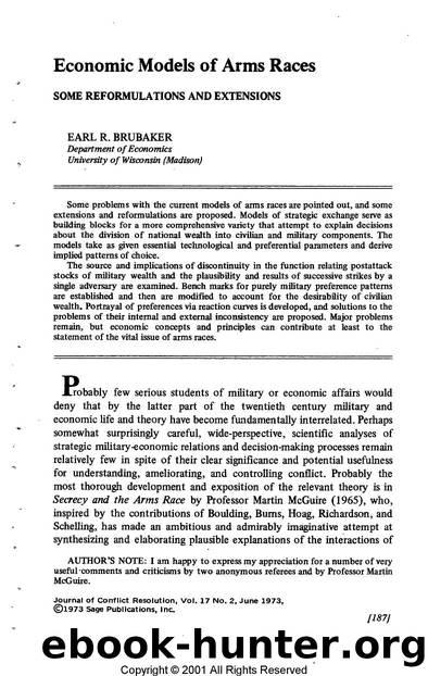 Economic Models of Arms Races. by Unknown