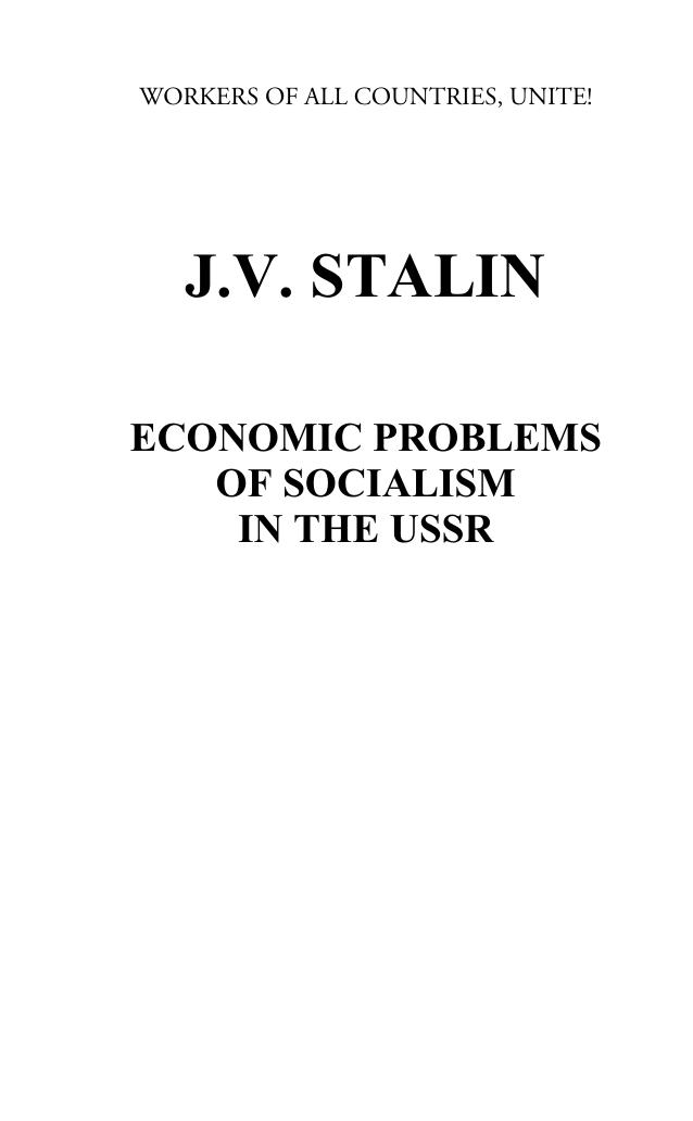 Economic Problems of Socialism in the USSR by J.V. Stalin