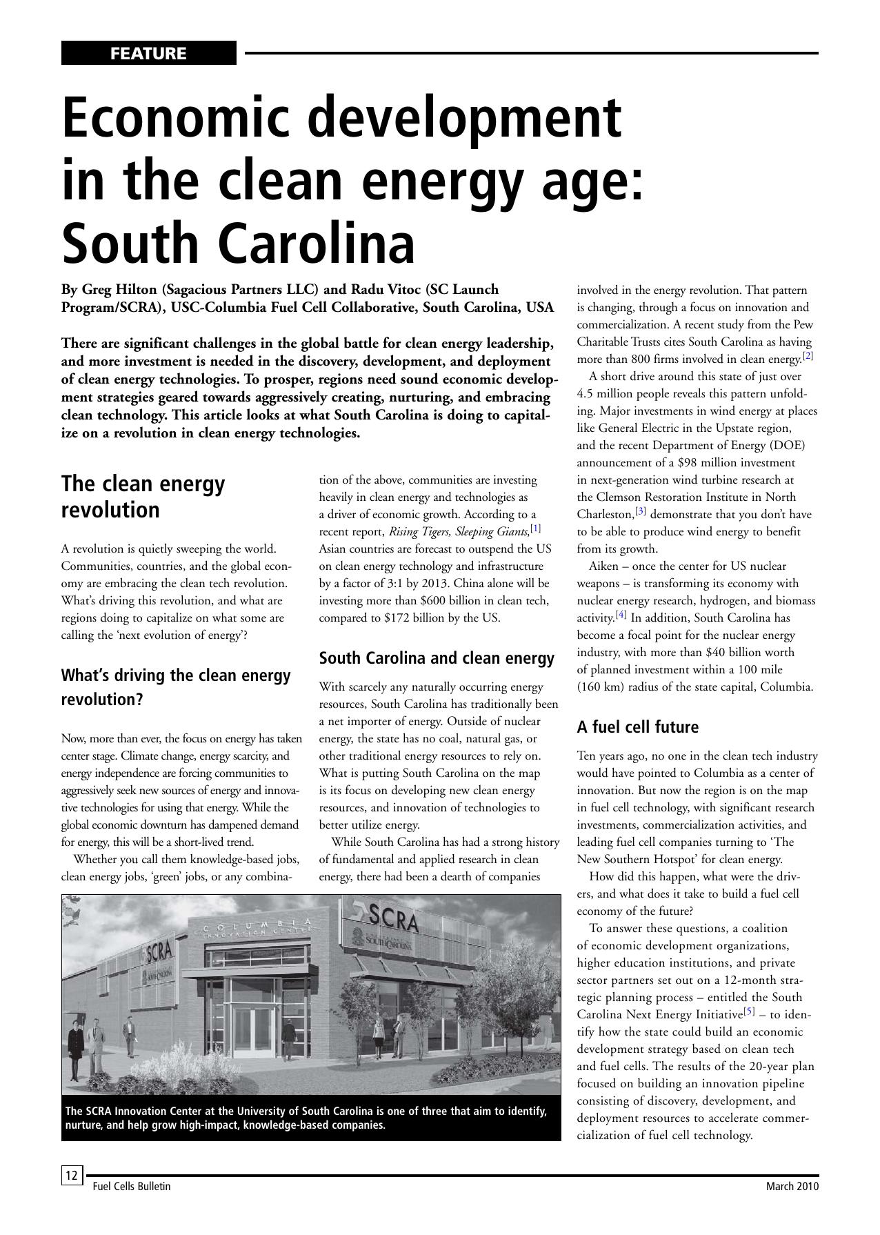 Economic development in the clean energy age: South Carolina by Greg Hilton; Radu Vitoc