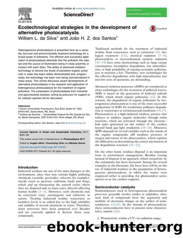 Ecotechnological strategies in the development of alternative photocatalysts by William L. da Silva & João H.Z. dos Santos