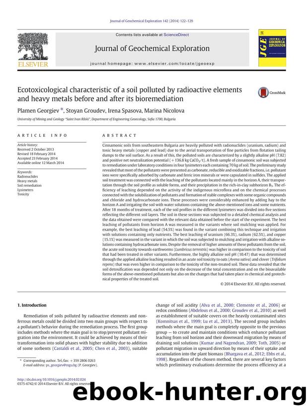 Ecotoxicological characteristic of a soil polluted by radioactive elements and heavy metals before and after its bioremediation by Plamen Georgiev & Stoyan Groudev & Irena Spasova & Marina Nicolova