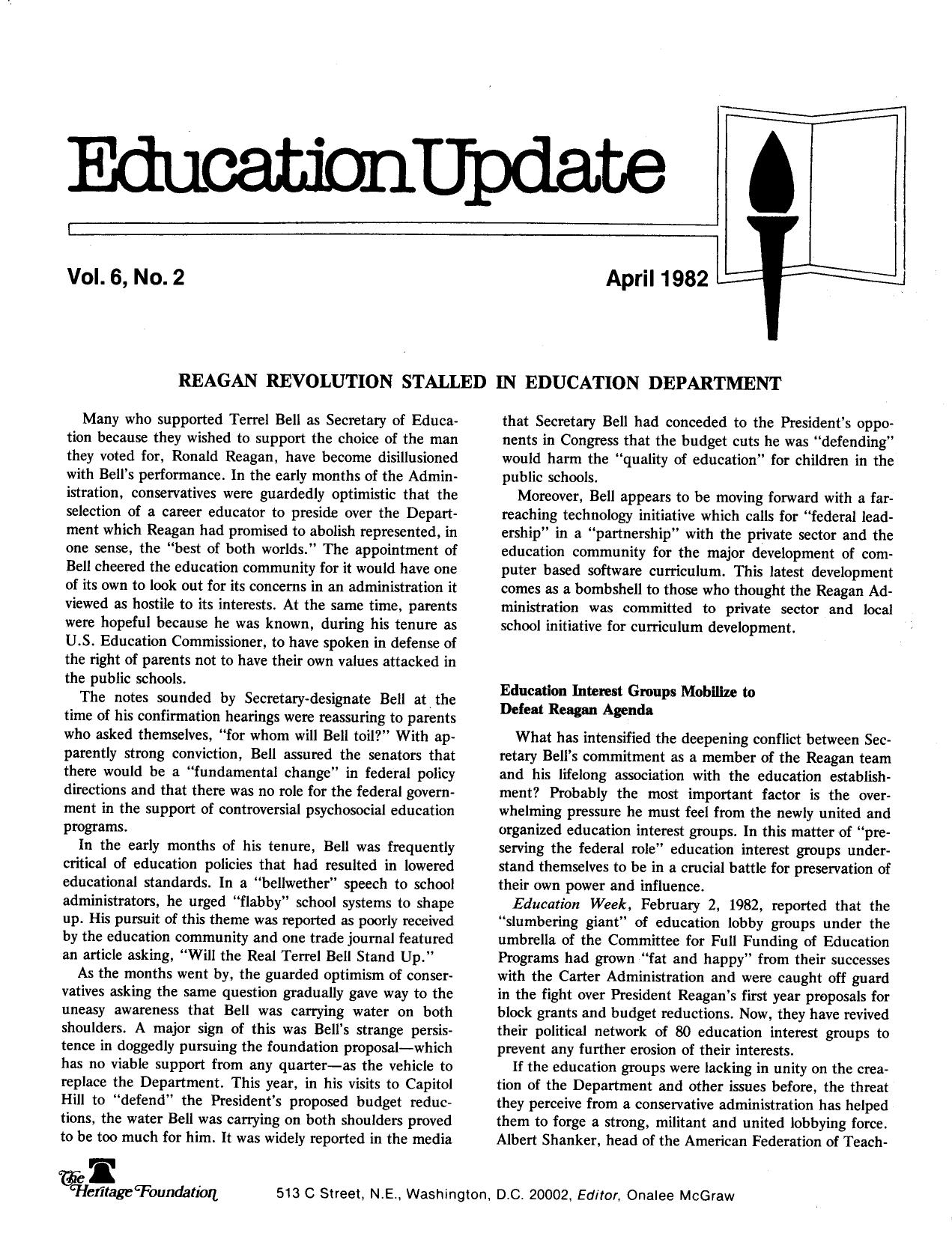 Ed Update-Reagan Revolution-Heritage Foundation-1982-8pgs-EDU by Unknown