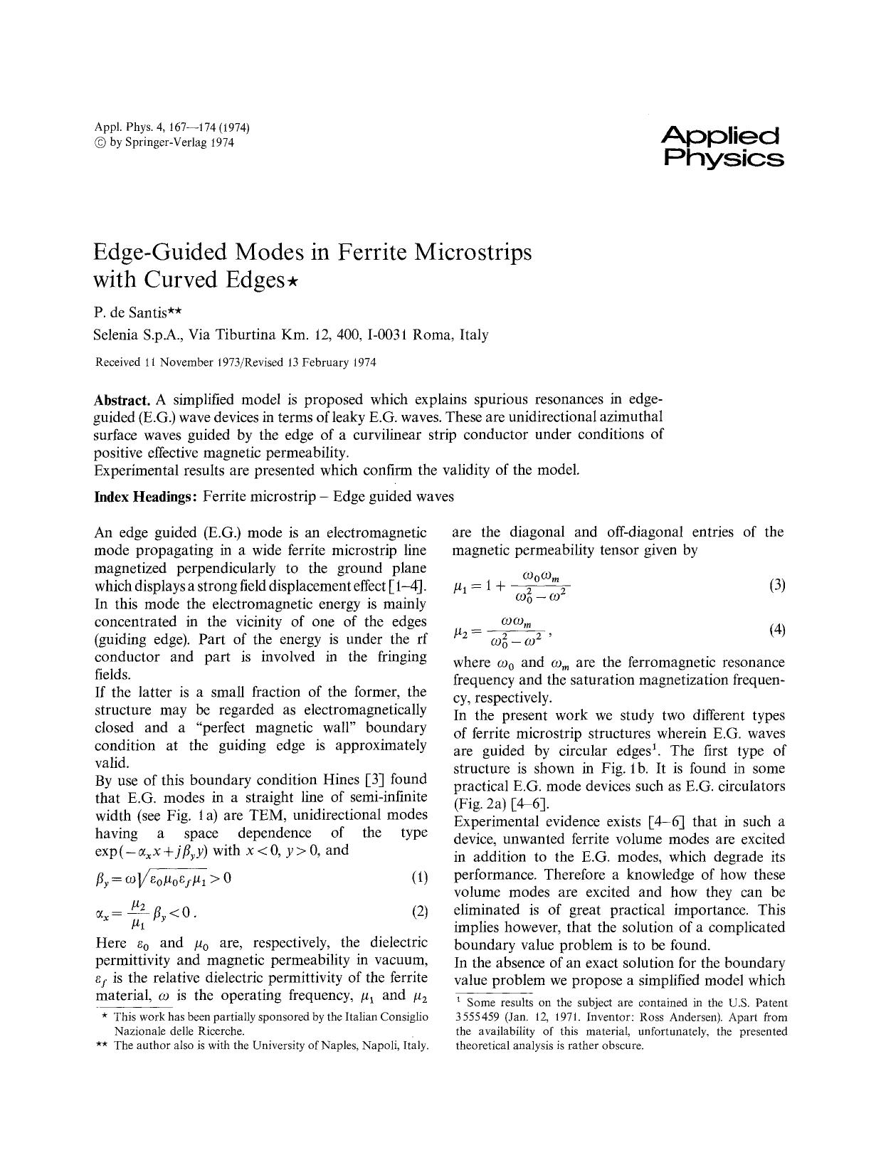 Edge-guided modes in ferrite microstrips with curved edges by Unknown
