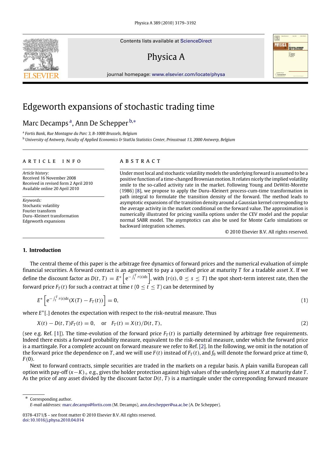 Edgeworth expansions of stochastic trading time by Marc Decamps; Ann De Schepper