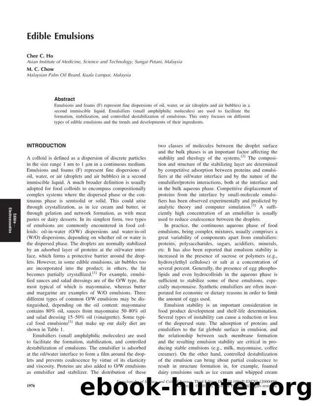 Edible Emulsions by Chee C. Ho & M. C. Chow
