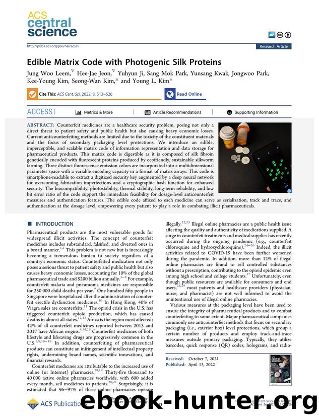 Edible Matrix Code with Photogenic Silk Proteins by unknow