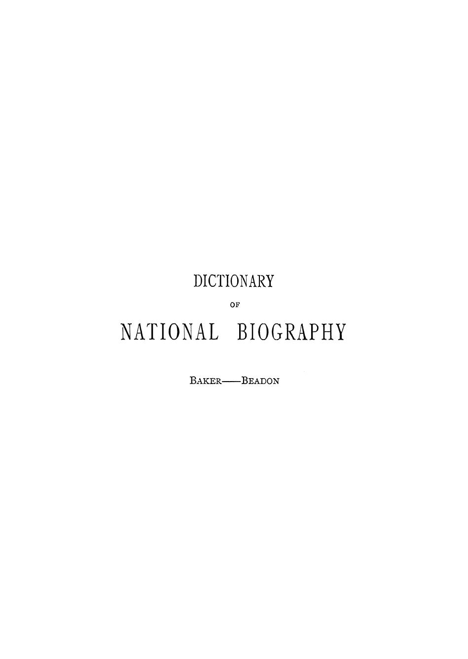 Edited BY Leslie Stephen - Dictionary of national biography baker - beadon. vol. 3 by 1885