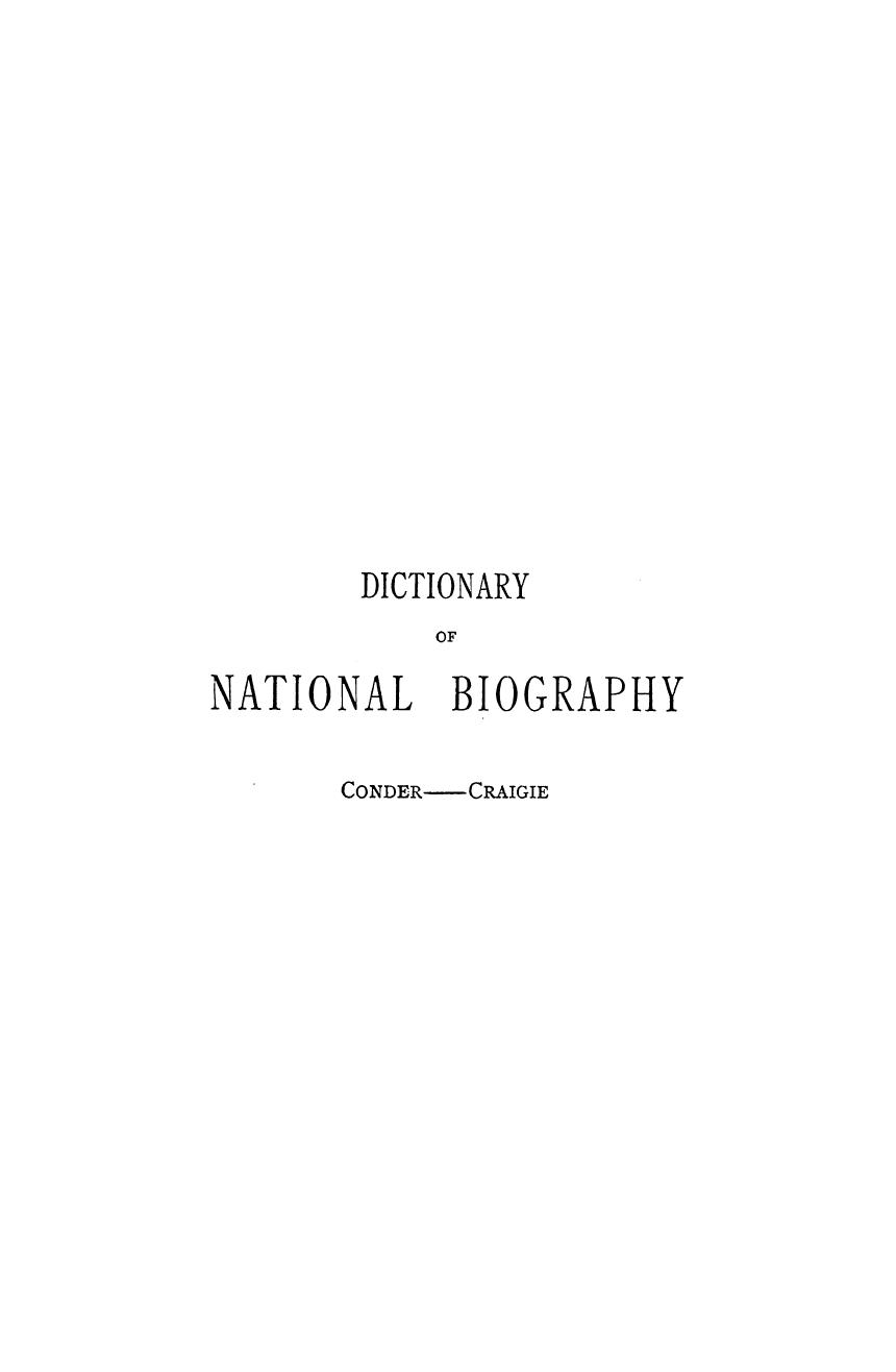 Edited BY Leslie Stephen - Dictionary of national biography conder - craigie. vol. 12 by 1887