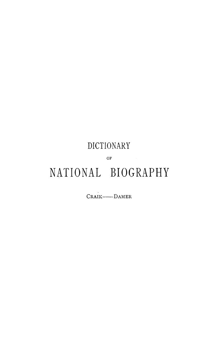 Edited BY Leslie Stephen - Dictionary of national biography craik - damer. vol. 13 by 1888