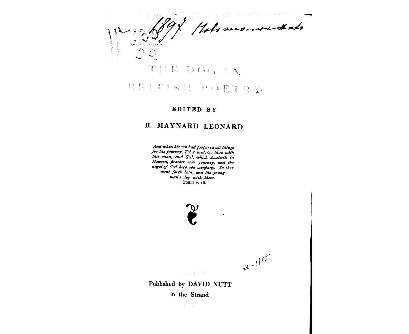 Edited BY R. Maynard Leonard - The dog in british poetry by 1893