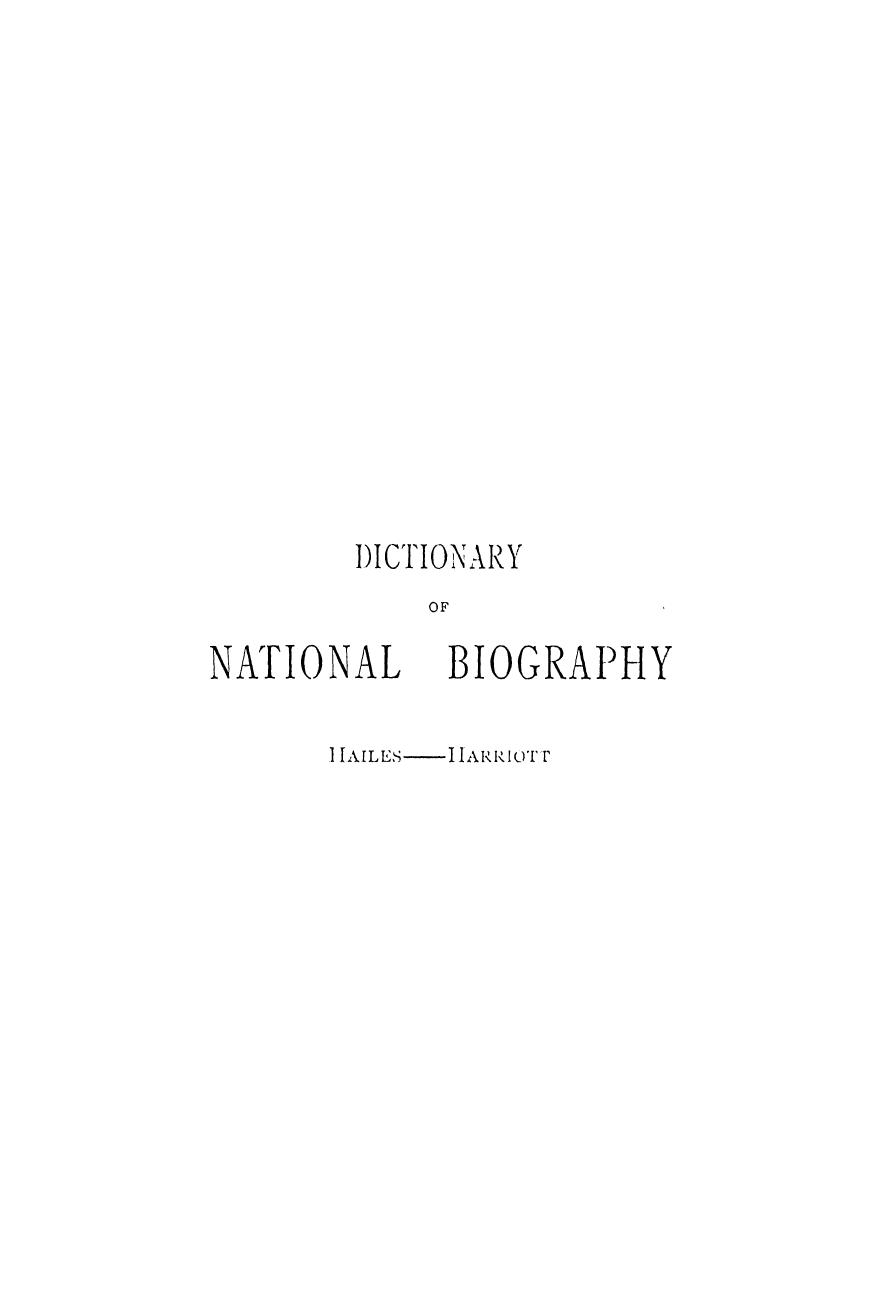 Edited BY Sidney LEE - Dictionary of national biography hailes - harriott. vol. 24 by 1890