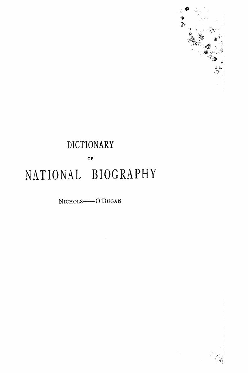 Edited BY Sidney LEE - Dictionary of national biography nichols - o'dugan. vol. 41 by 1895