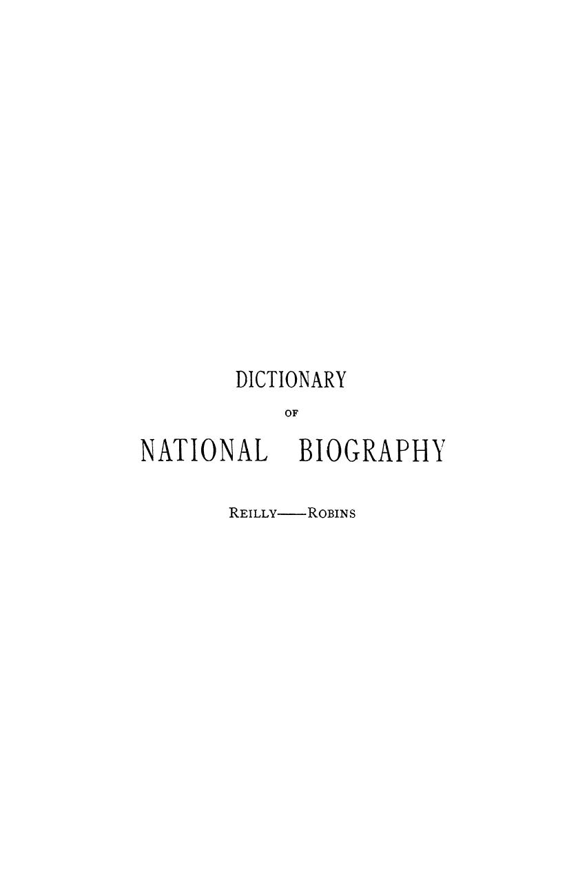 Edited BY Sidney LEE - Dictionary of national biography reilly - robins. vol. 48 by 1896