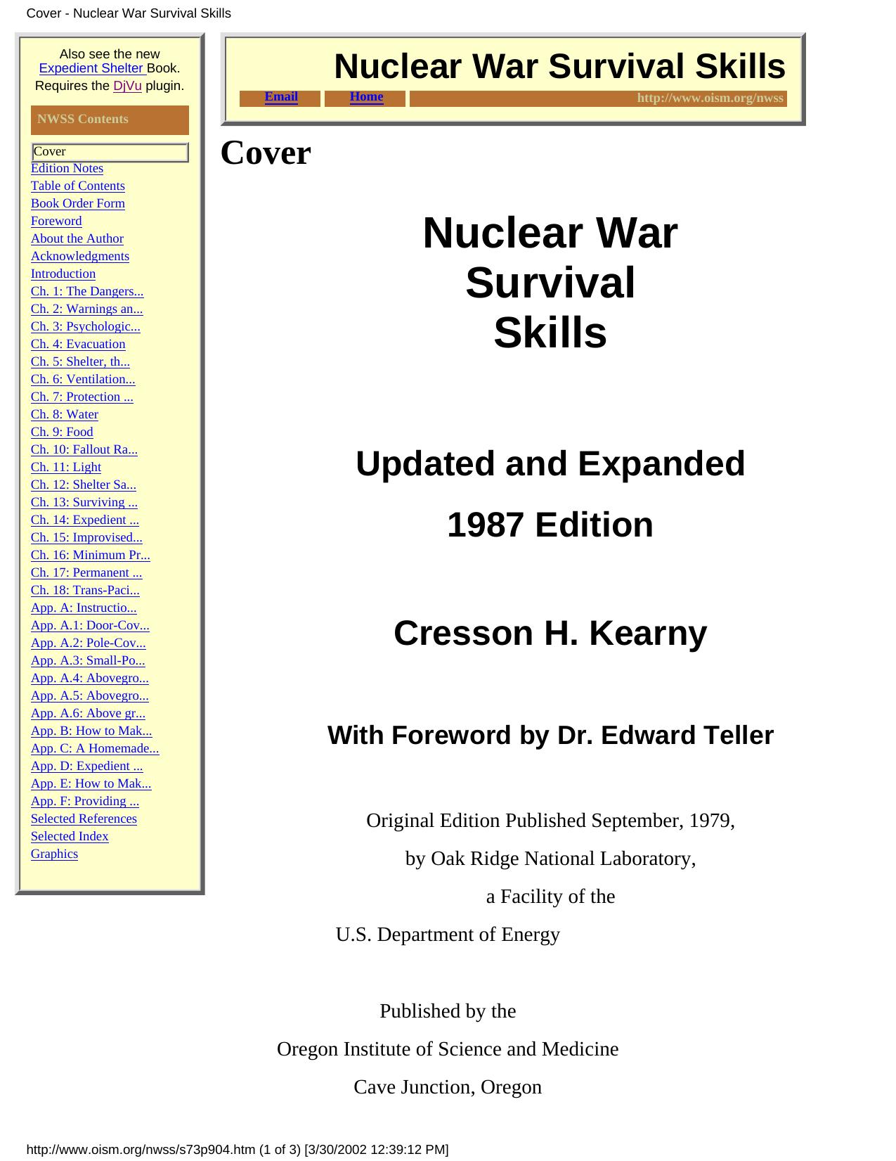 Edition Notes - Nuclear War Survival Skills by Unknown