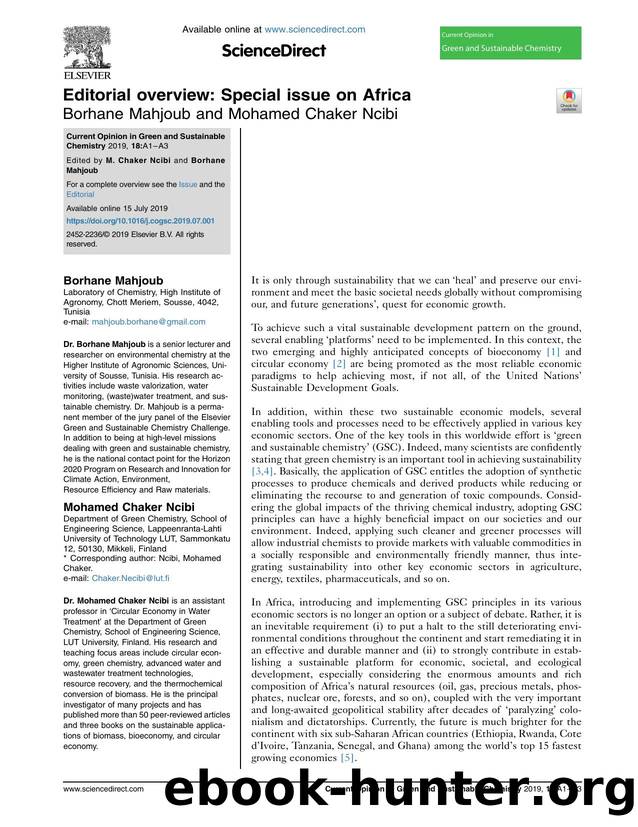 Editorial overview: Special issue on Africa by Borhane Mahjoub & Mohamed Chaker Ncibi