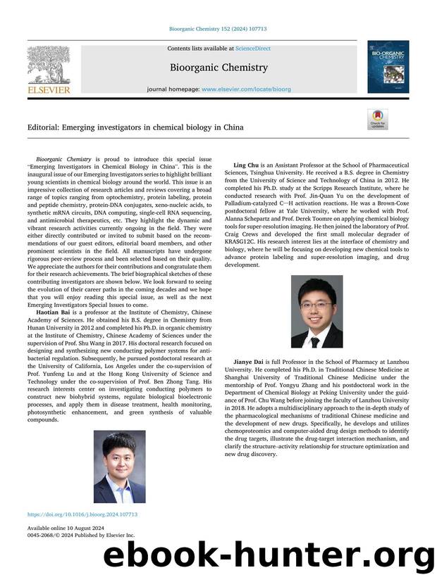 Editorial: Emerging investigators in chemical biology in China by Xing Chen & Lei Liu & Yan Zhang & Wen-Bin Zhang