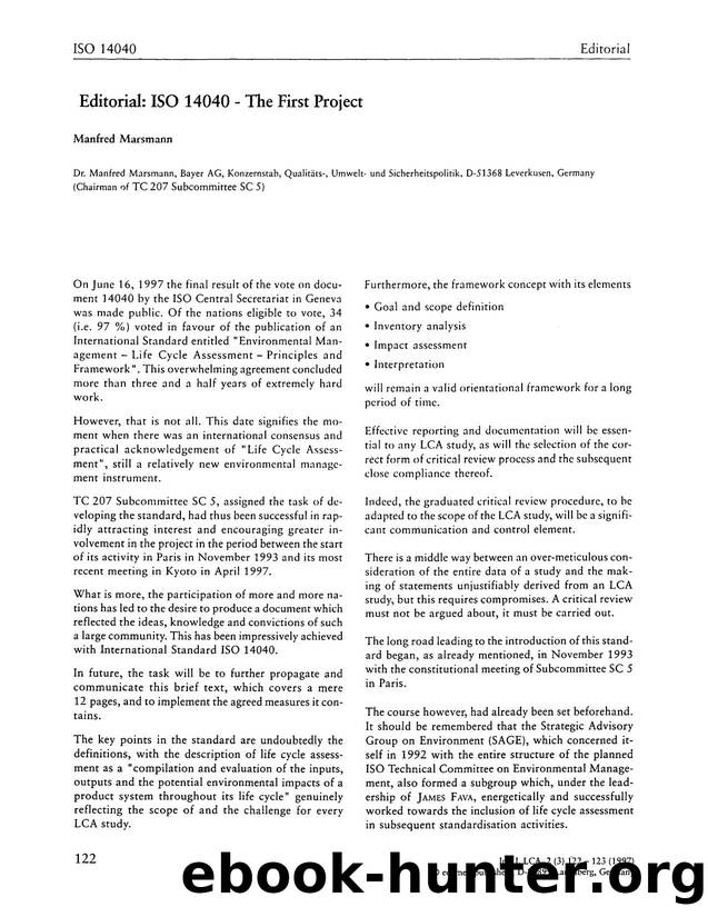 Editorial: ISO 14040 - The first project by Unknown