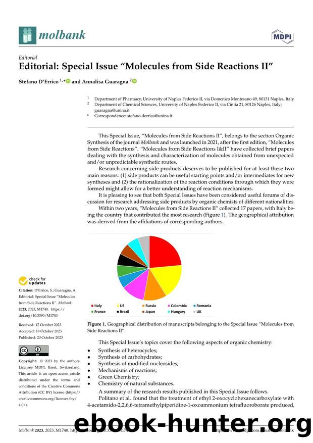 Editorial: Special Issue âMolecules from Side Reactions IIâ by Stefano D’Errico & Annalisa Guaragna