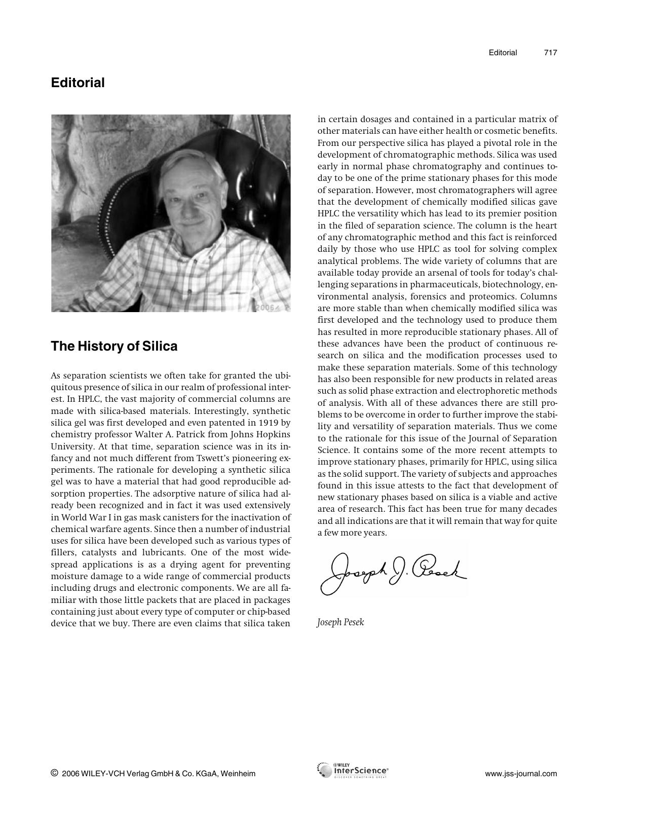 Editorial: The History of Silica by Unknown