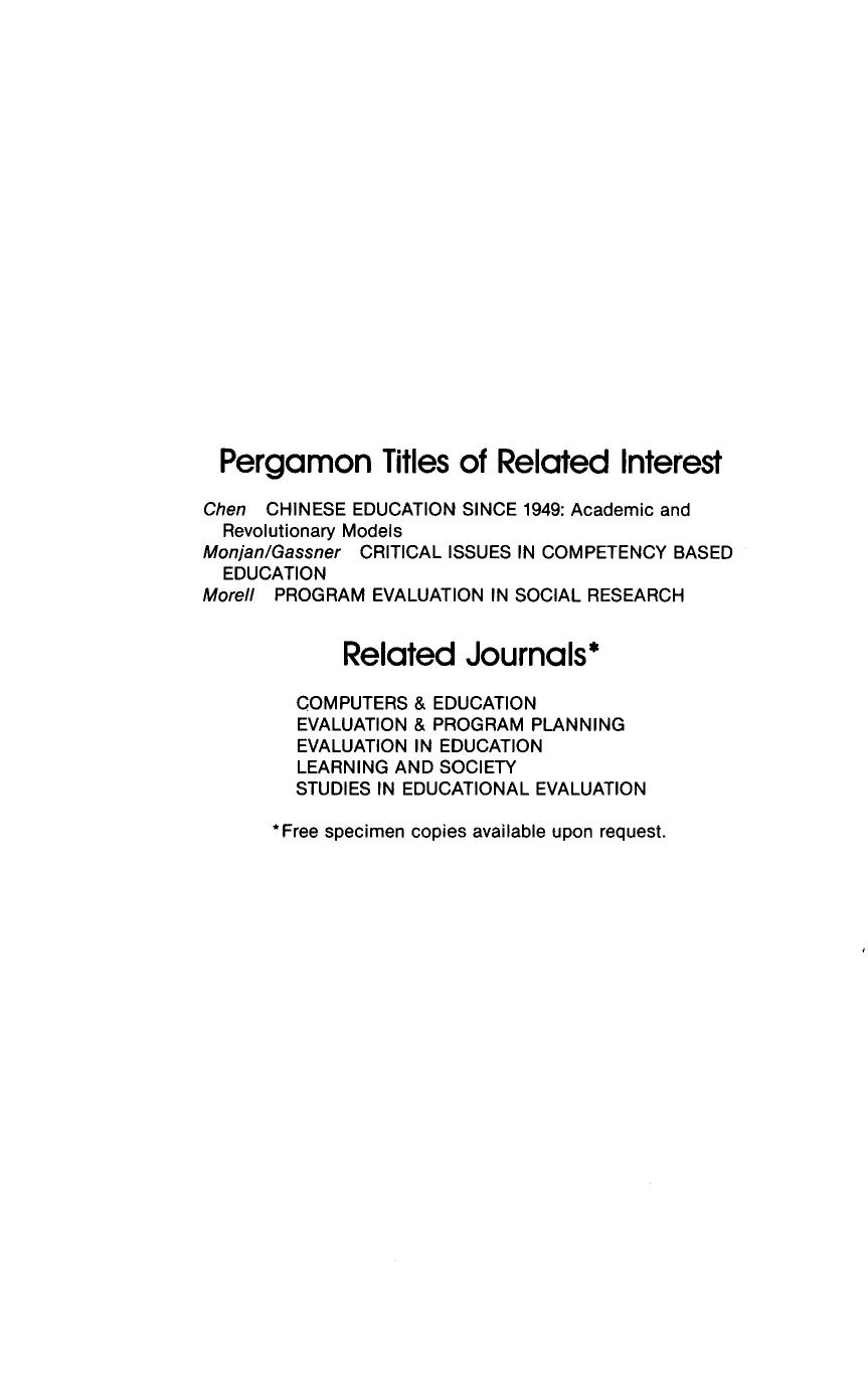 Education Policy and Evaluation. A Context for Change by Louise K. Comfort (Auth.)