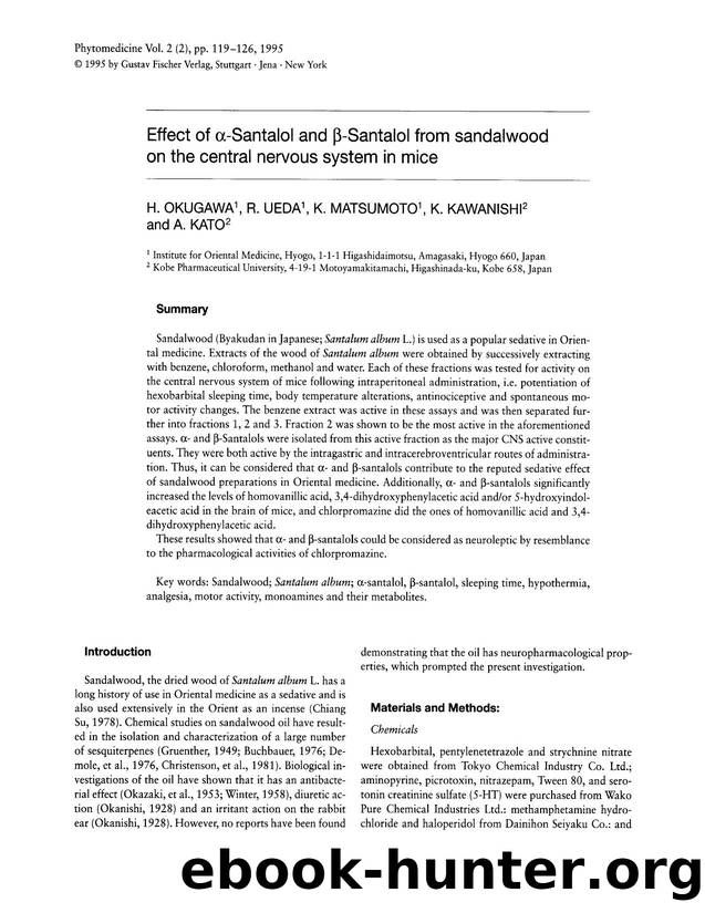 Effect of Î±-santalol and Î²-santalol from sandalwood on the central nervous system in mice by H. Okugawa & R. Ueda & K. Matsumoto & K. Kawanishi & A. Kato