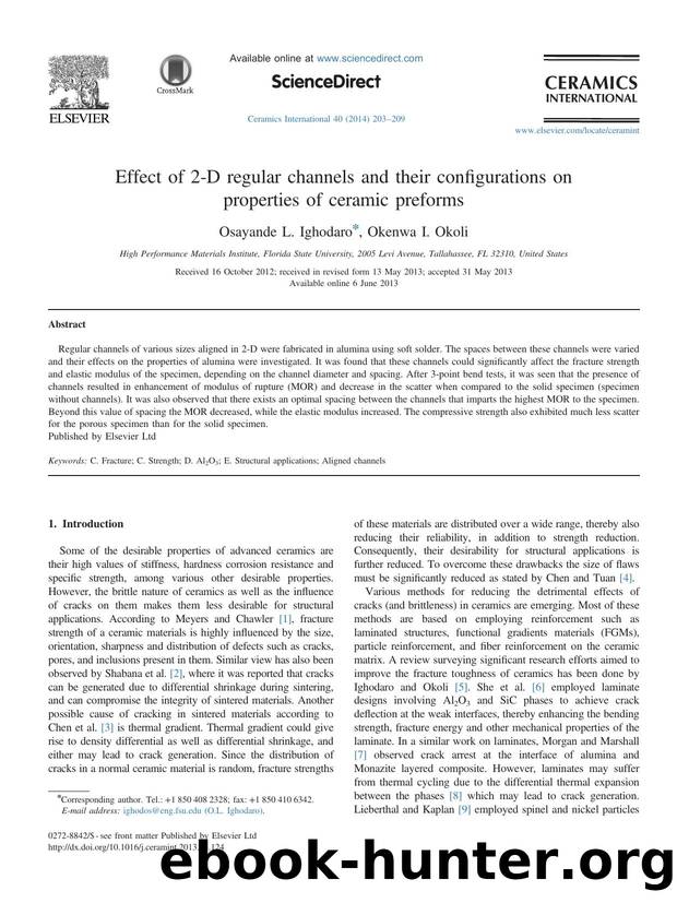Effect of 2-D regular channels and their configurations on properties of ceramic preforms by Osayande L. Ighodaro & Okenwa I. Okoli
