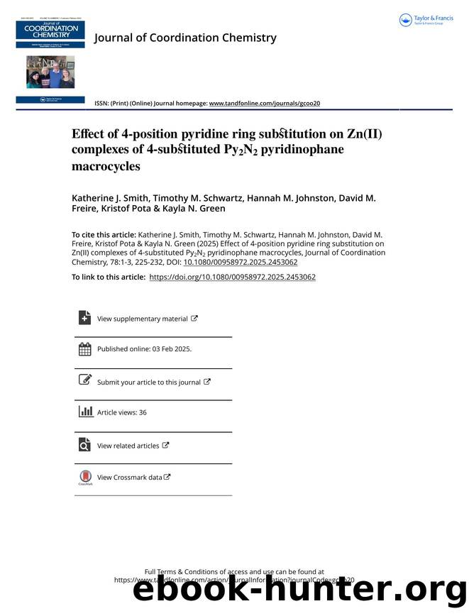 Effect of 4-position pyridine ring substitution on Zn(II) complexes of 4-substituted Py2N2 pyridinophane macrocycles by unknow
