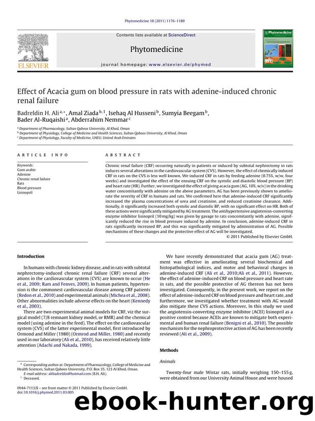 Effect of Acacia gum on blood pressure in rats with adenine-induced chronic renal failure by Badreldin H. Ali