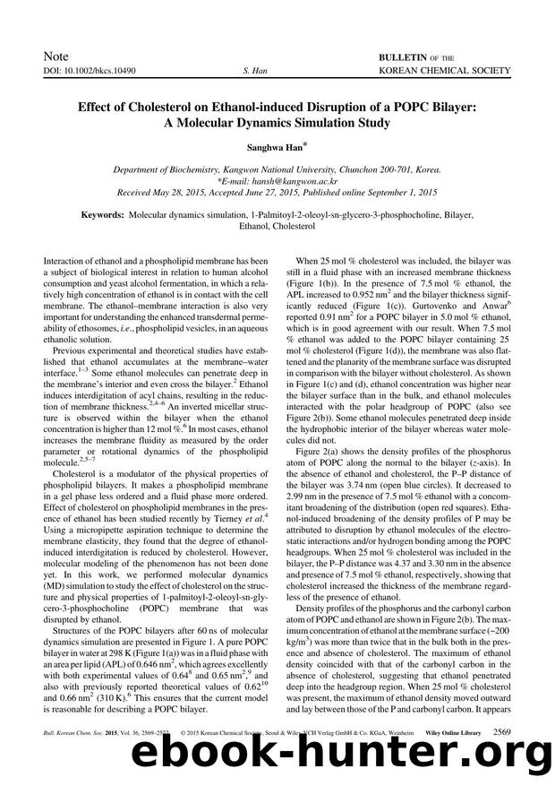 Effect of Cholesterol on Ethanol-induced Disruption of a POPC Bilayer: A Molecular Dynamics Simulation Study by Unknown