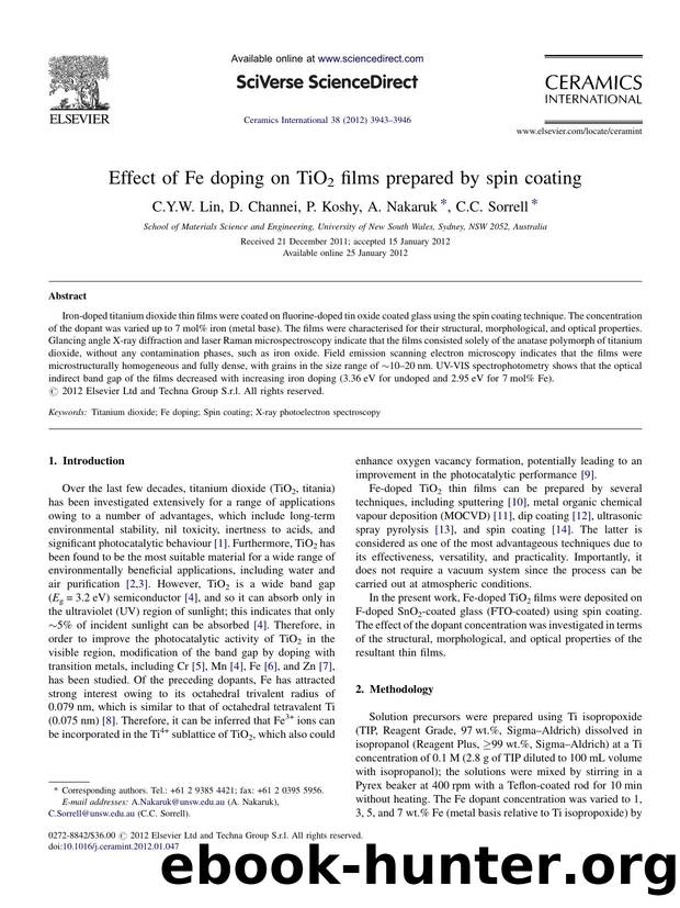 Effect of Fe doping on TiO2 films prepared by spin coating by C.Y.W. Lin