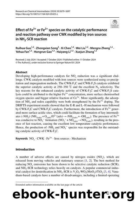 Effect of Fe3+ or Fe2+ species on the catalytic performance and reaction pathway over CWK modified by iron sources in NH3-SCR reaction by unknow
