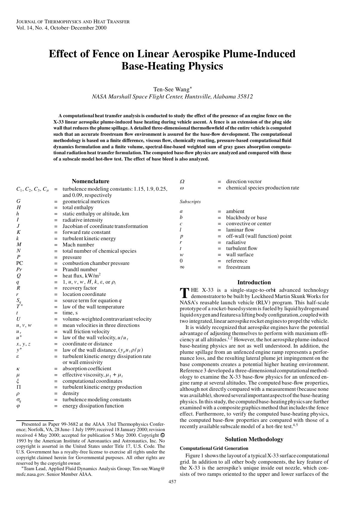 Effect of Fence on Linear Aerospike Plume-Induced Base-Heating Physics by Unknown