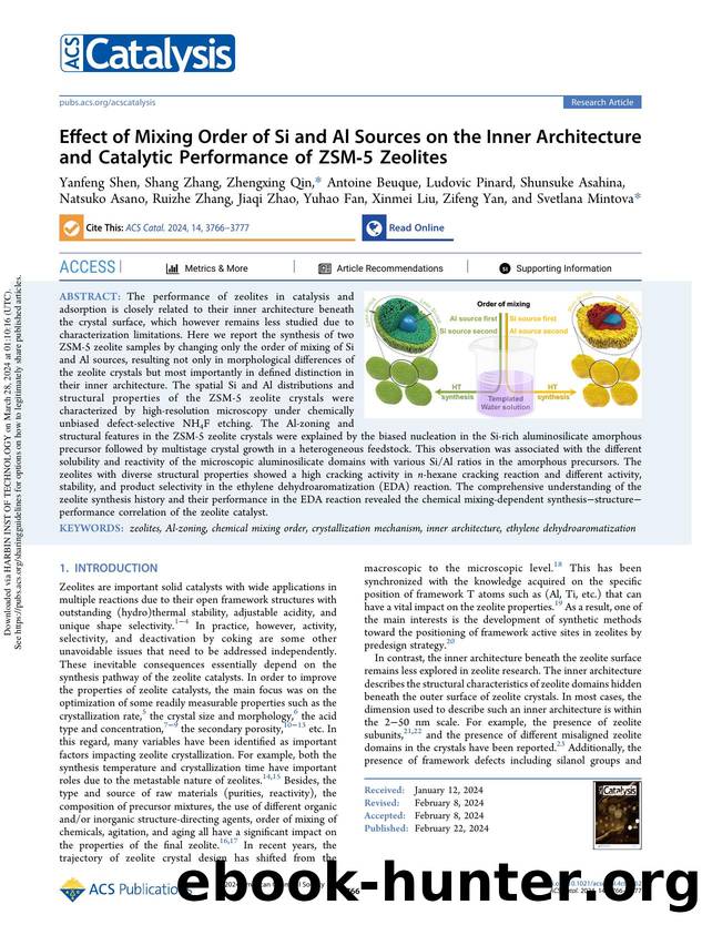 Effect of Mixing Order of Si and Al Sources on the Inner Architecture and Catalytic Performance of ZSM-5 Zeolites by unknow