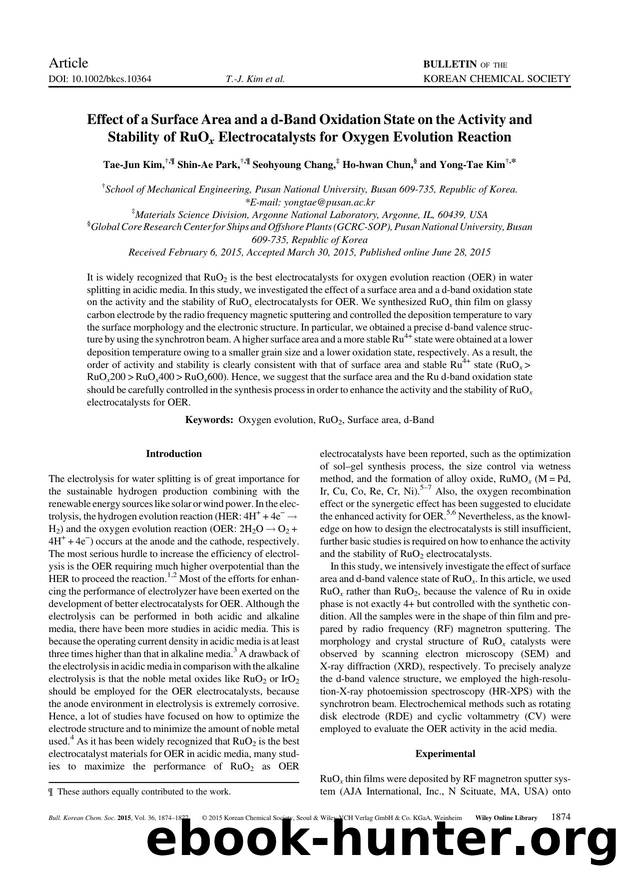 Effect of a Surface Area and a d-Band Oxidation State on the Activity and Stability of RuOx Electrocatalysts for Oxygen Evolution Reaction by Unknown