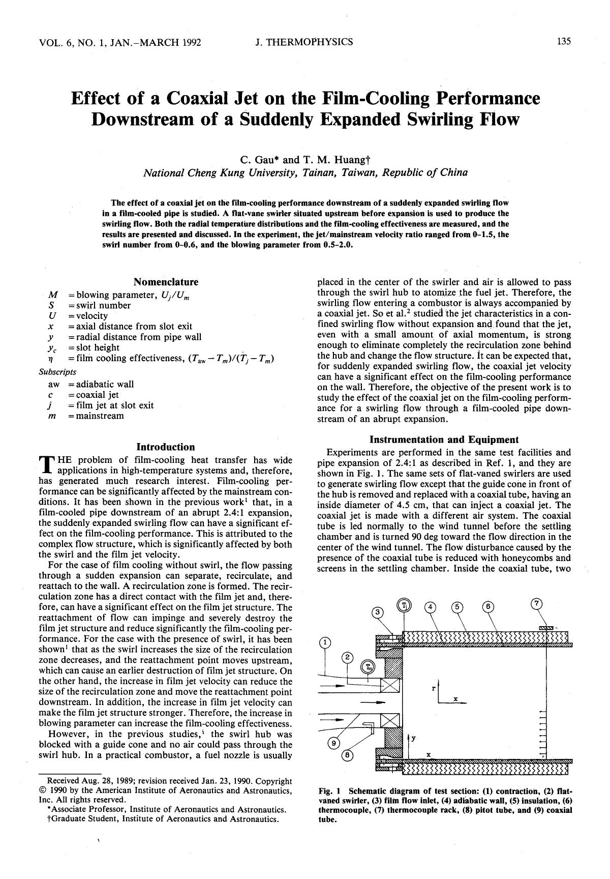 Effect of a coaxial jet on the film-cooling performance downstream of a suddenly expanded swirling flow by Unknown