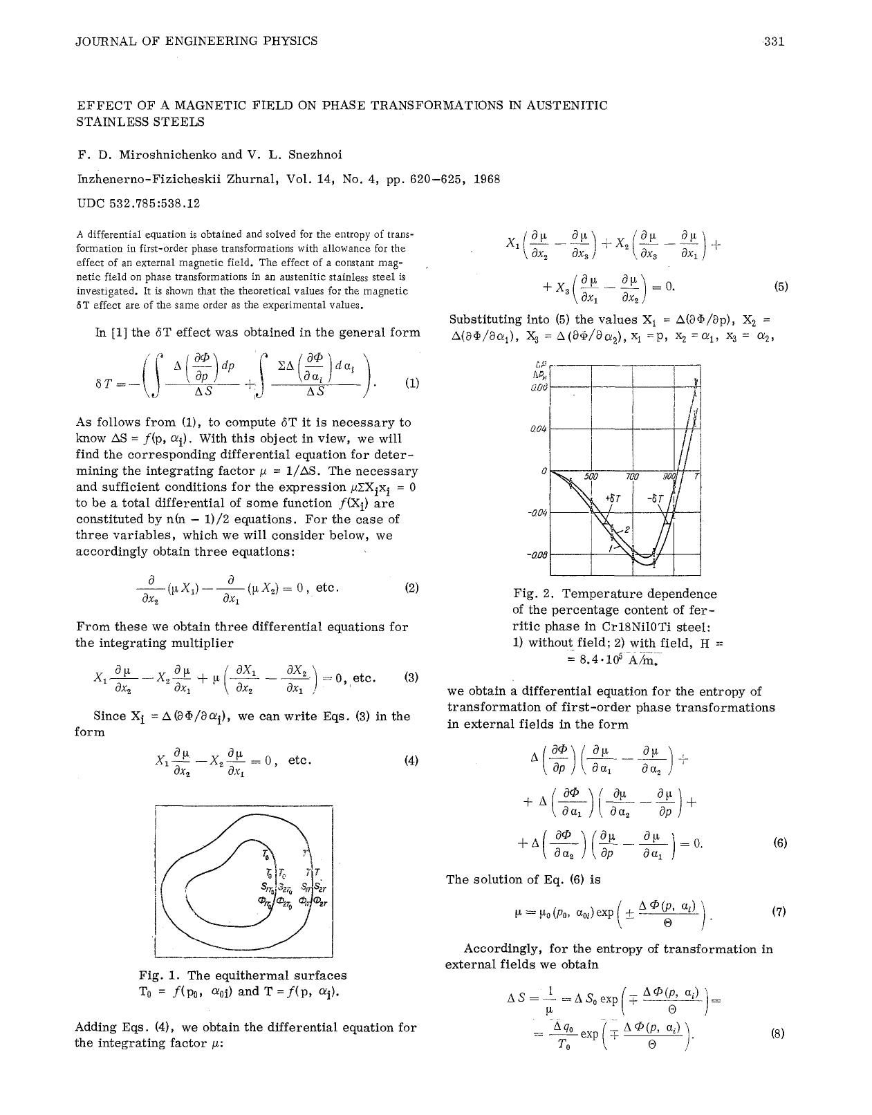 Effect of a magnetic field on phase transformations in austenitic stainless steels by Unknown