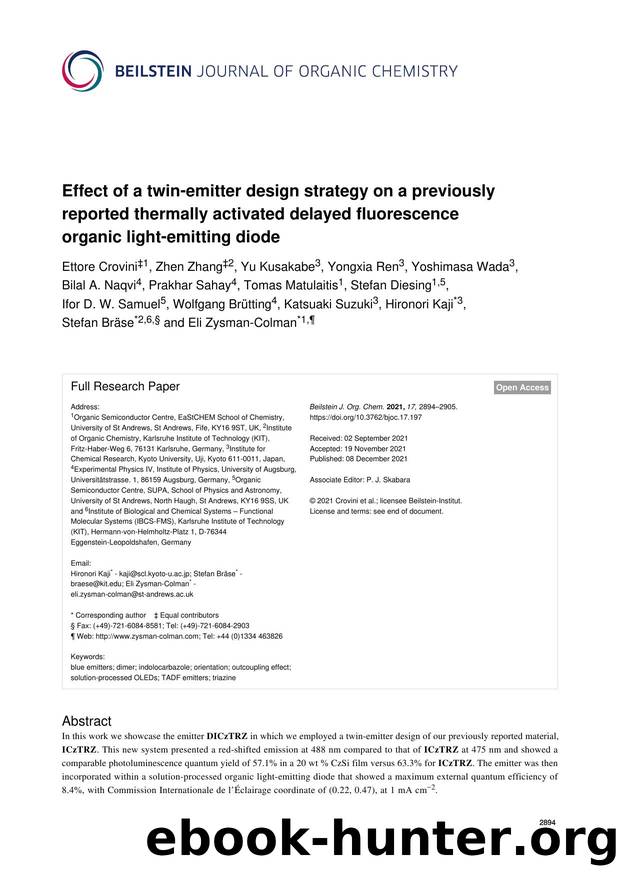 Effect of a twin-emitter design strategy on a previously reported thermally activated delayed fluorescence organic light-emitting diode by unknow