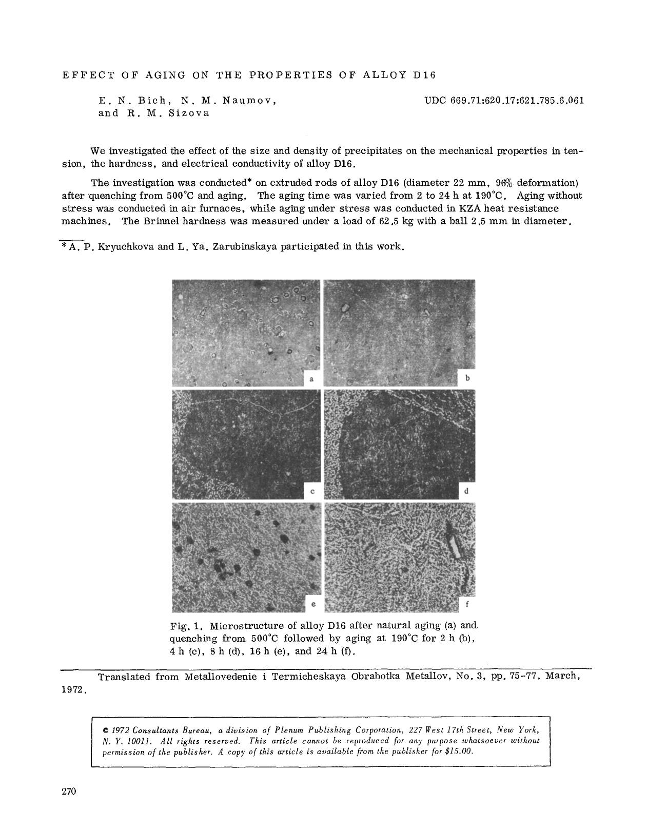 Effect of aging on the properties of alloy D16 by Unknown
