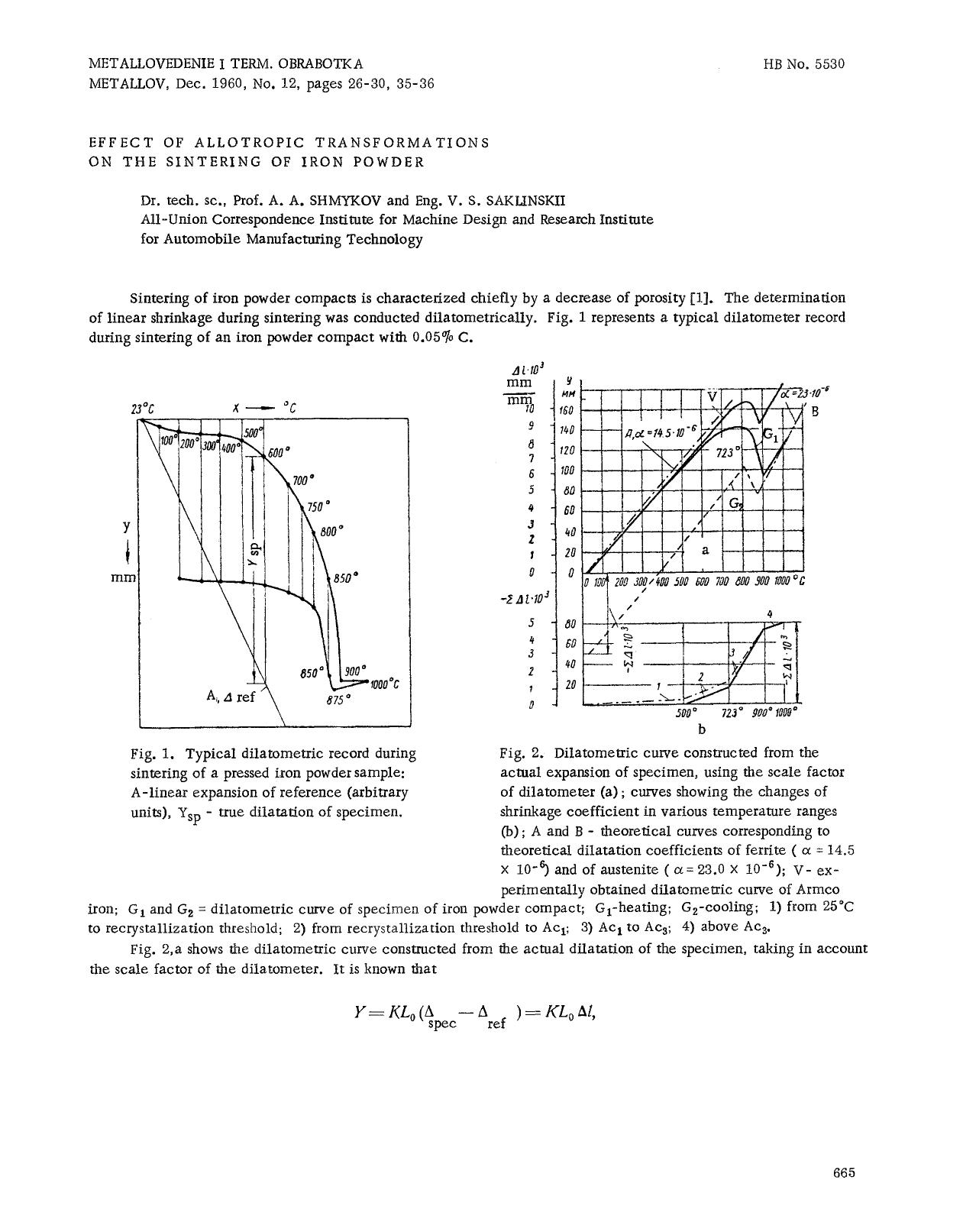 Effect of allotropic transformations on the sintering of iron powder by Unknown