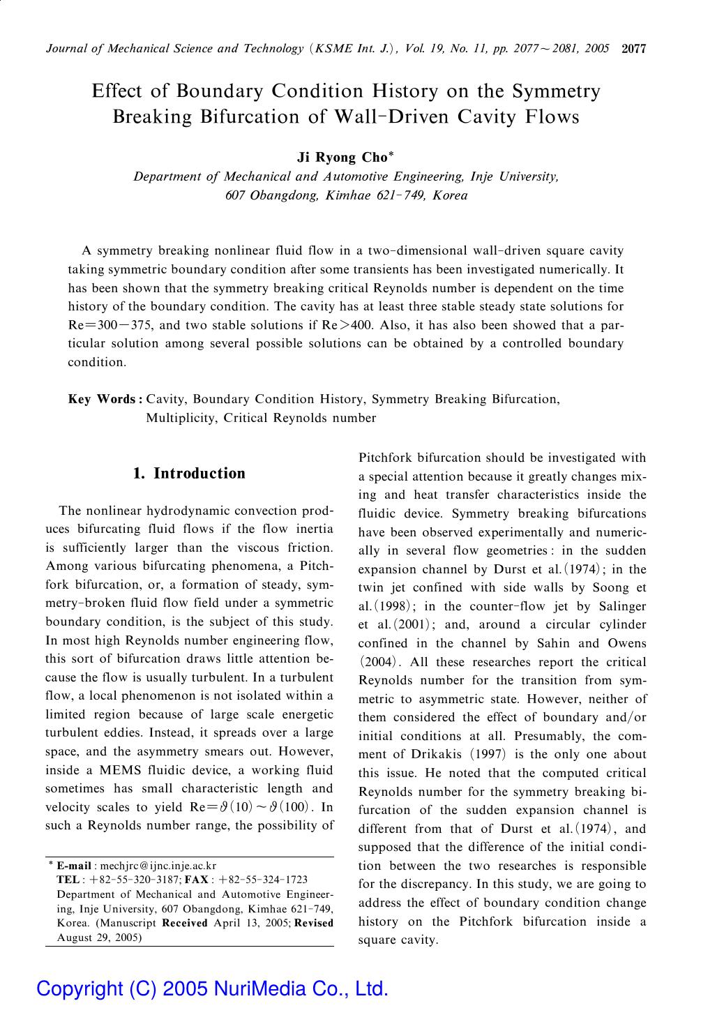 Effect of boundary condition history on the symmetry breaking bifurcation of wall-driven cavity flows by Unknown