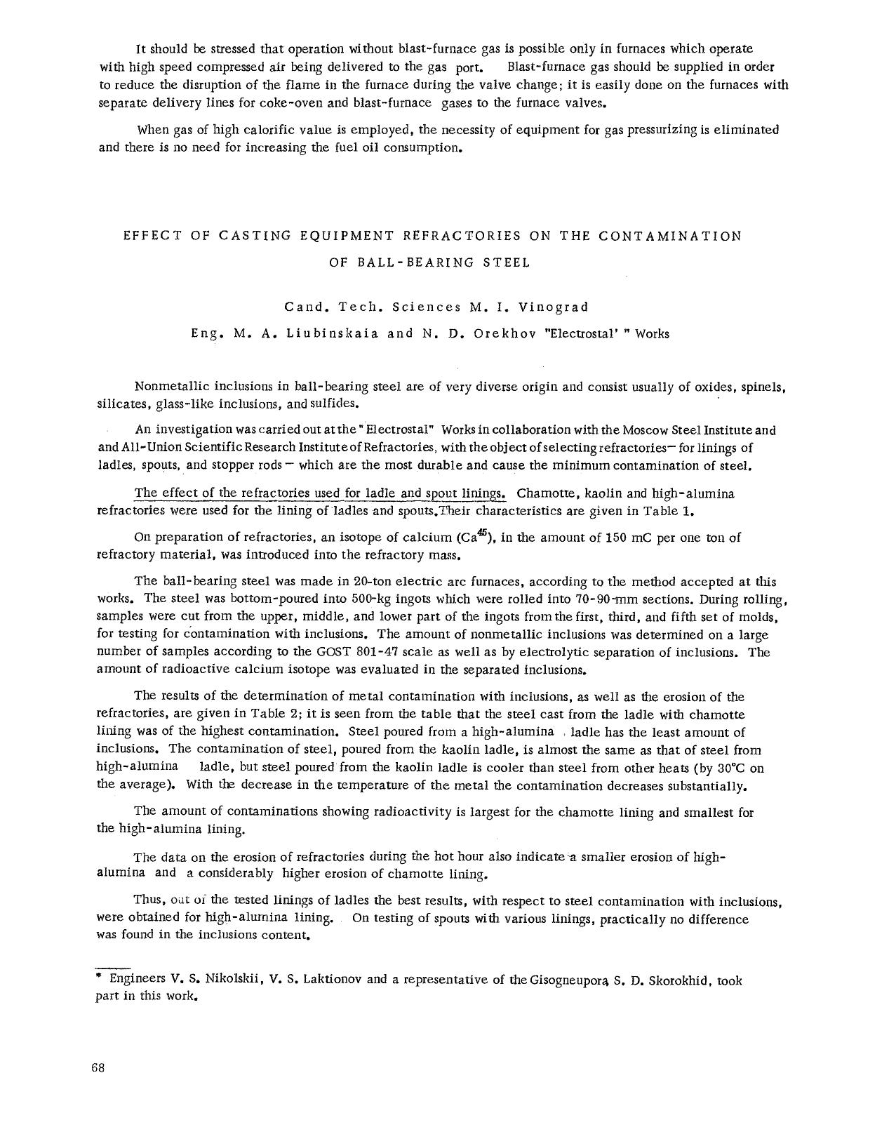 Effect of casting equipment refractories on the contamination of ball-bearing steel by Unknown