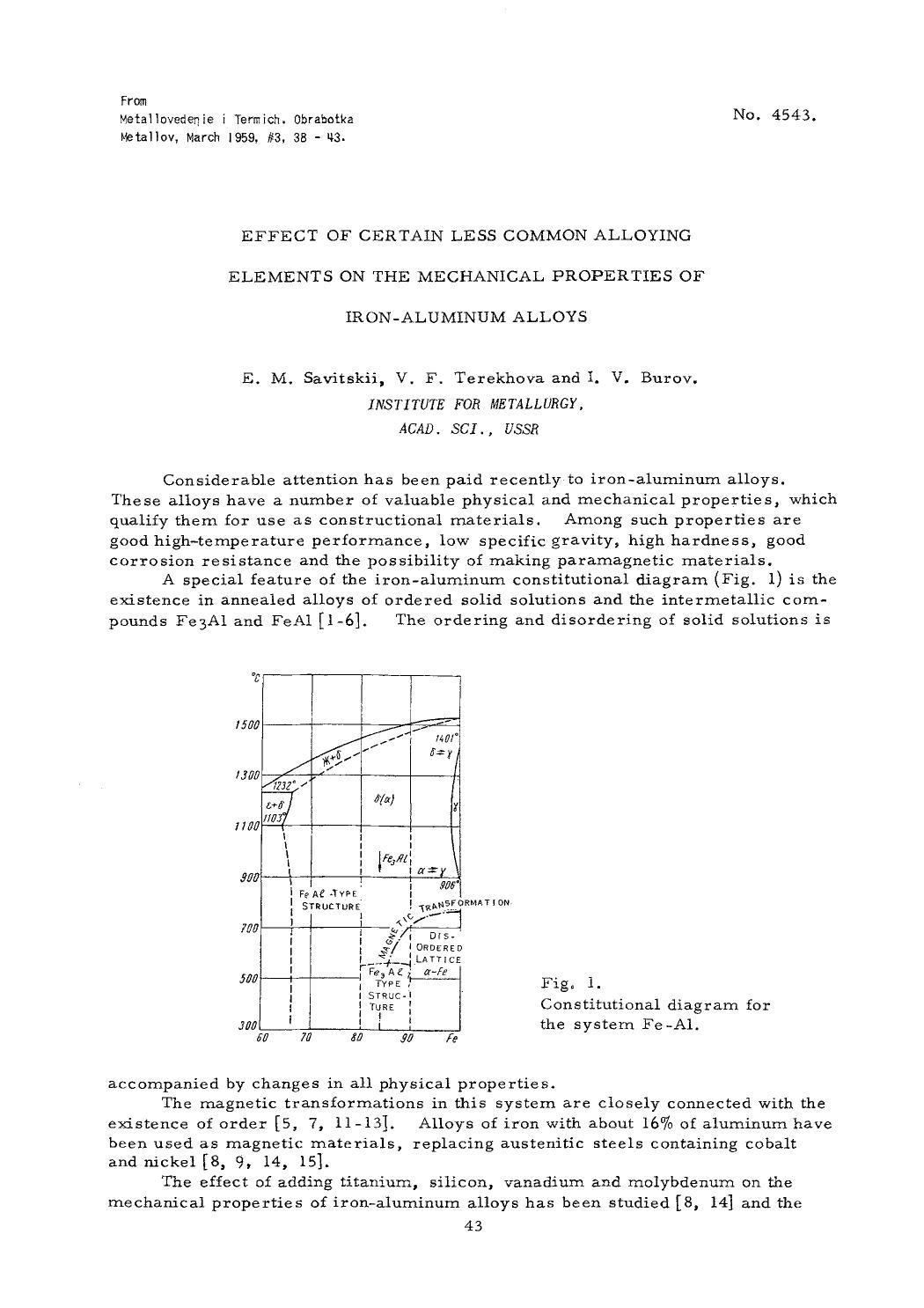 Effect of certain less common alloying elements on the mechanical properties of iron-aluminum alloys by Unknown
