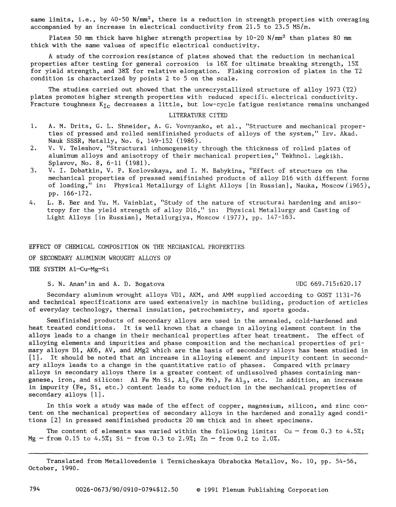 Effect of chemical composition on the mechanical properties of secondary aluminum wrought alloys of the system Al-Cu-Mg-Si by Unknown