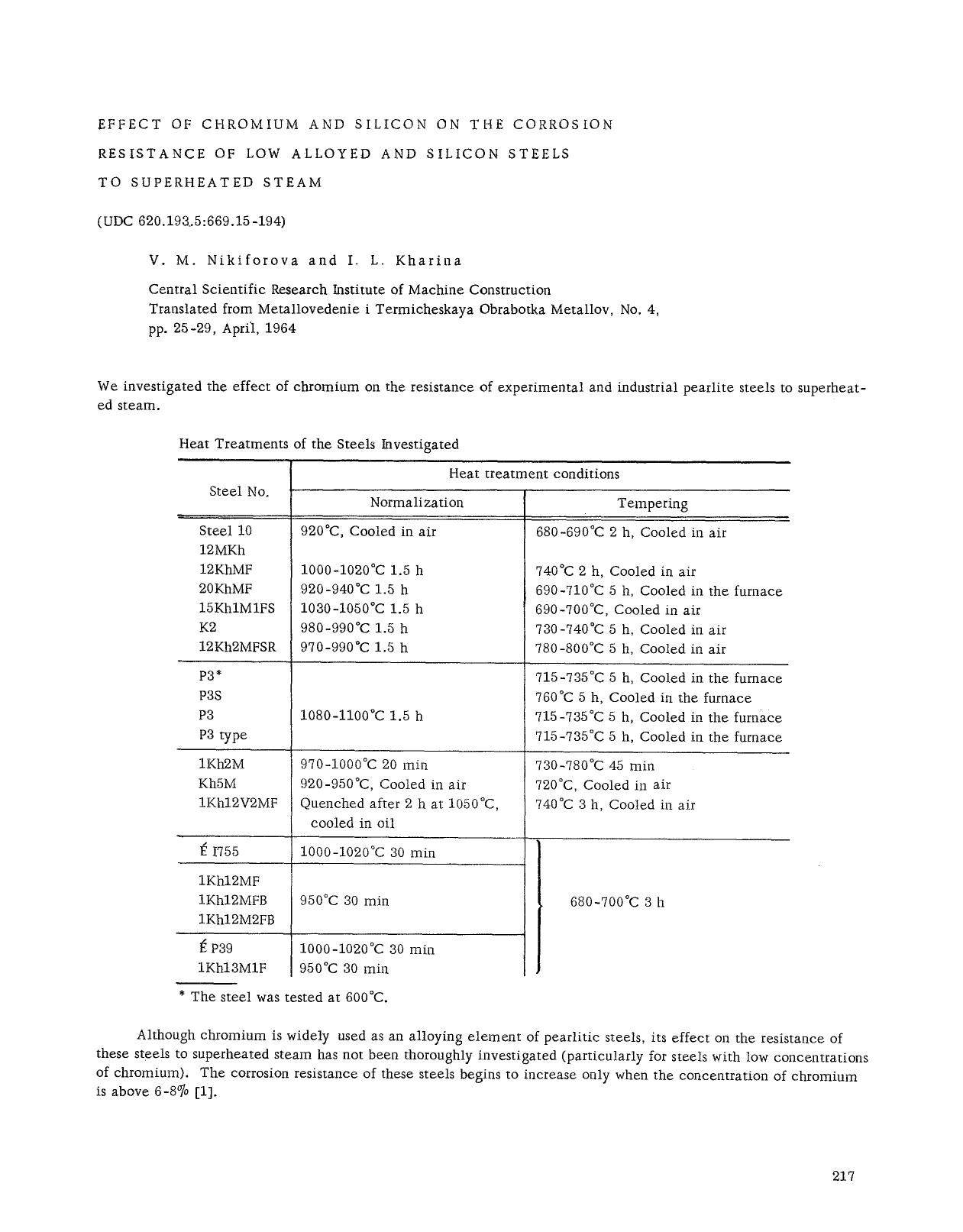 Effect of chromium and silicon on the corrosion resistance of low alloyed and silicon steels to superheated steam by Unknown