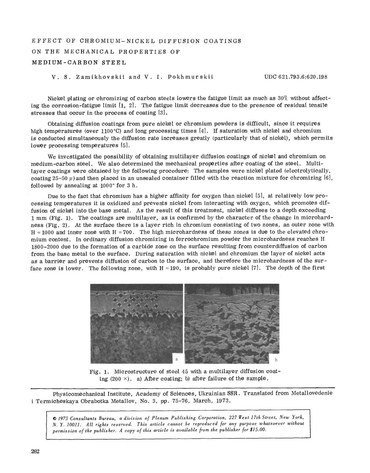 Effect of chromium-nickel diffusion coatings on the mechanical properties of medium-carbon steel by Unknown